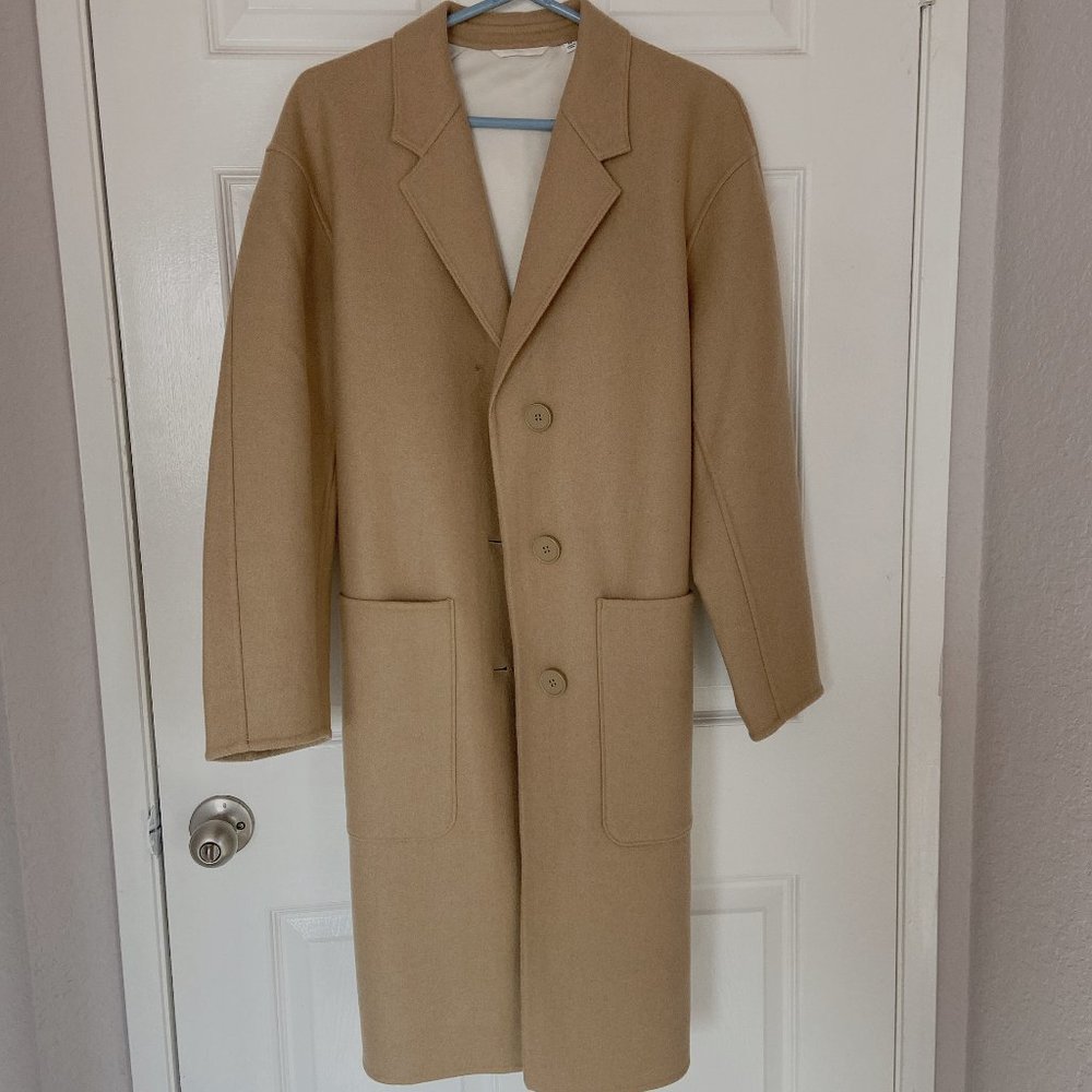 Uniqlo belted pea coat cream (XS) WOMEN U WOOL-BLEND TAILORED COAT